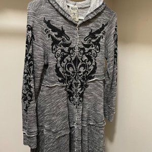 Vocal Gray Zip-Up Dress With Hood - Size Small